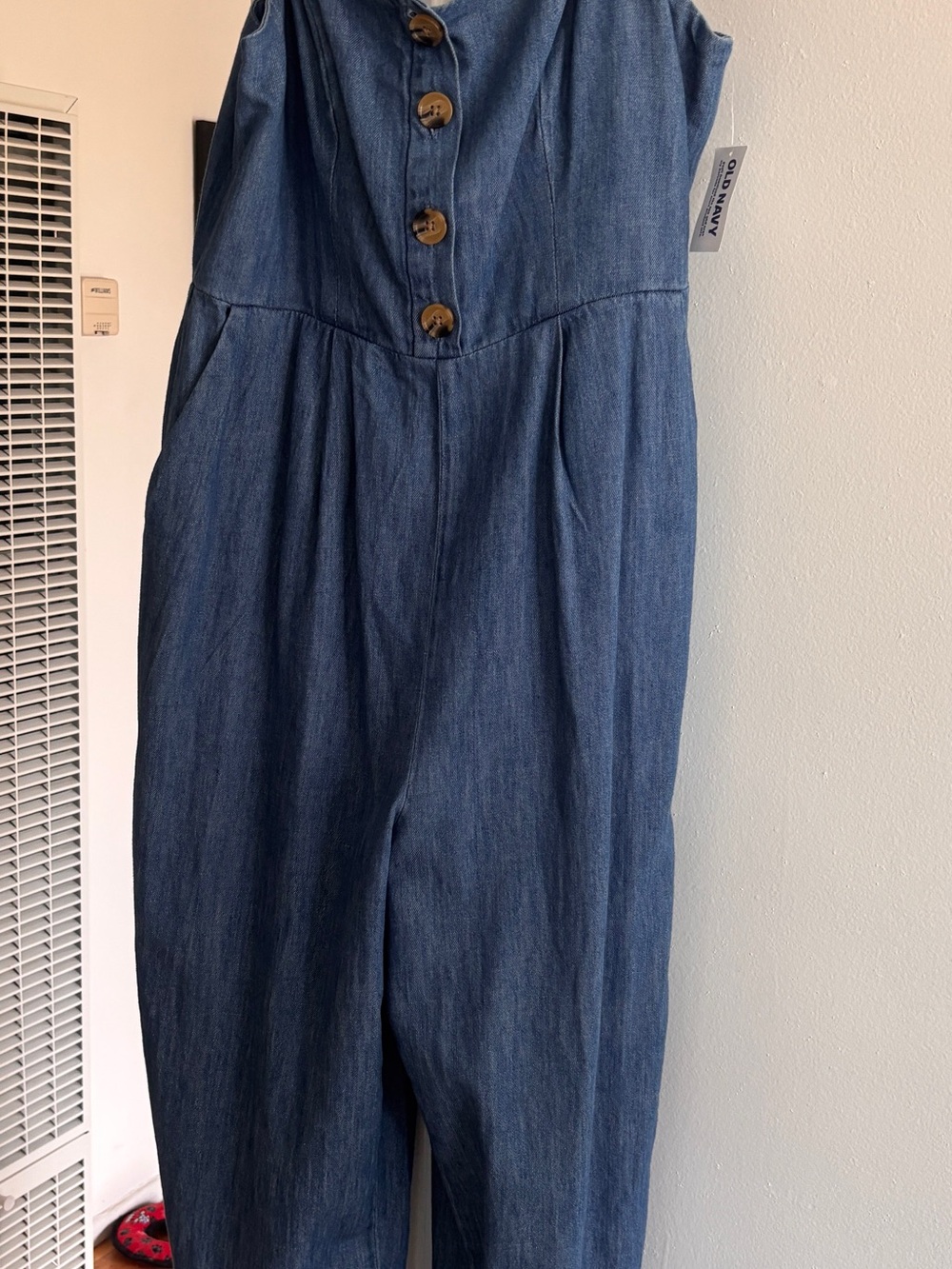 Old Navy Denim Blue Button-Front Jumpsuit